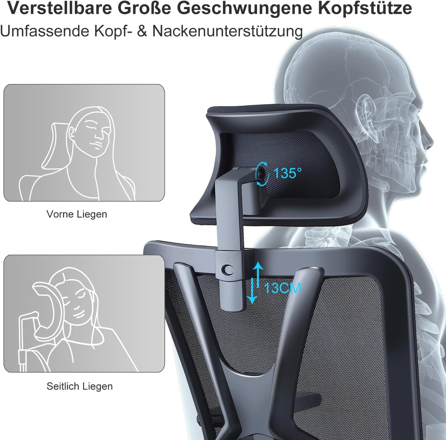Ergonomischer Schreibtischstuhl mit 3D-Armlehne