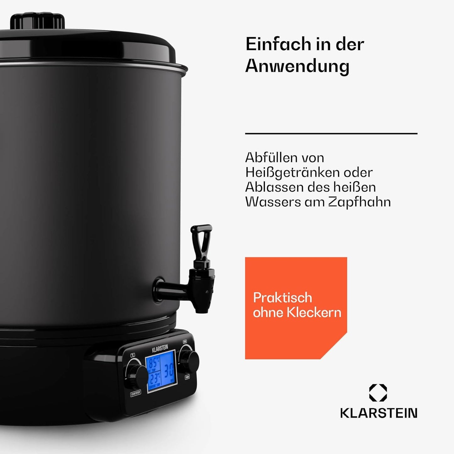 Digitaler Einkochautomat mit Zapfhahn, Matt_schwarz, 27 Liter (digital)
