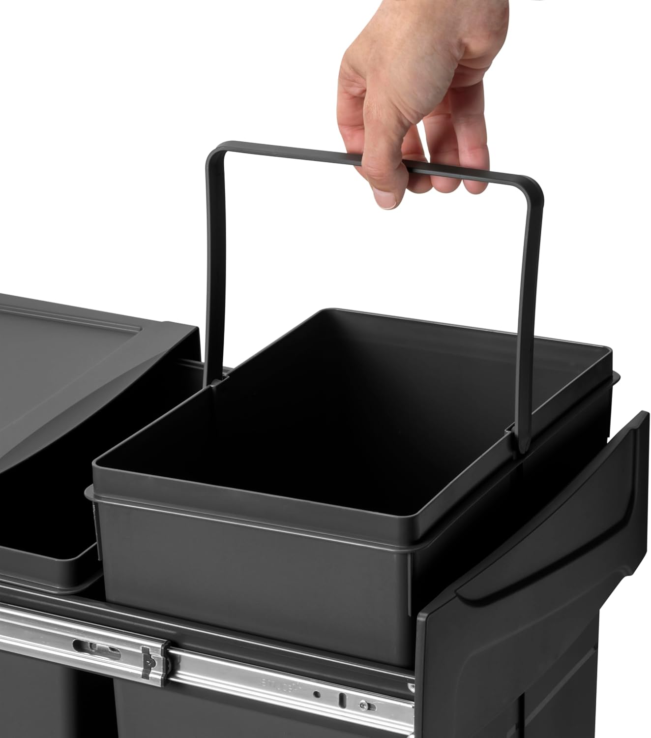 Recyclingbehälter zur Bodenmontage, Schwarz 2X25 L Küchenabfallbehälter (Bodenbefestigung)