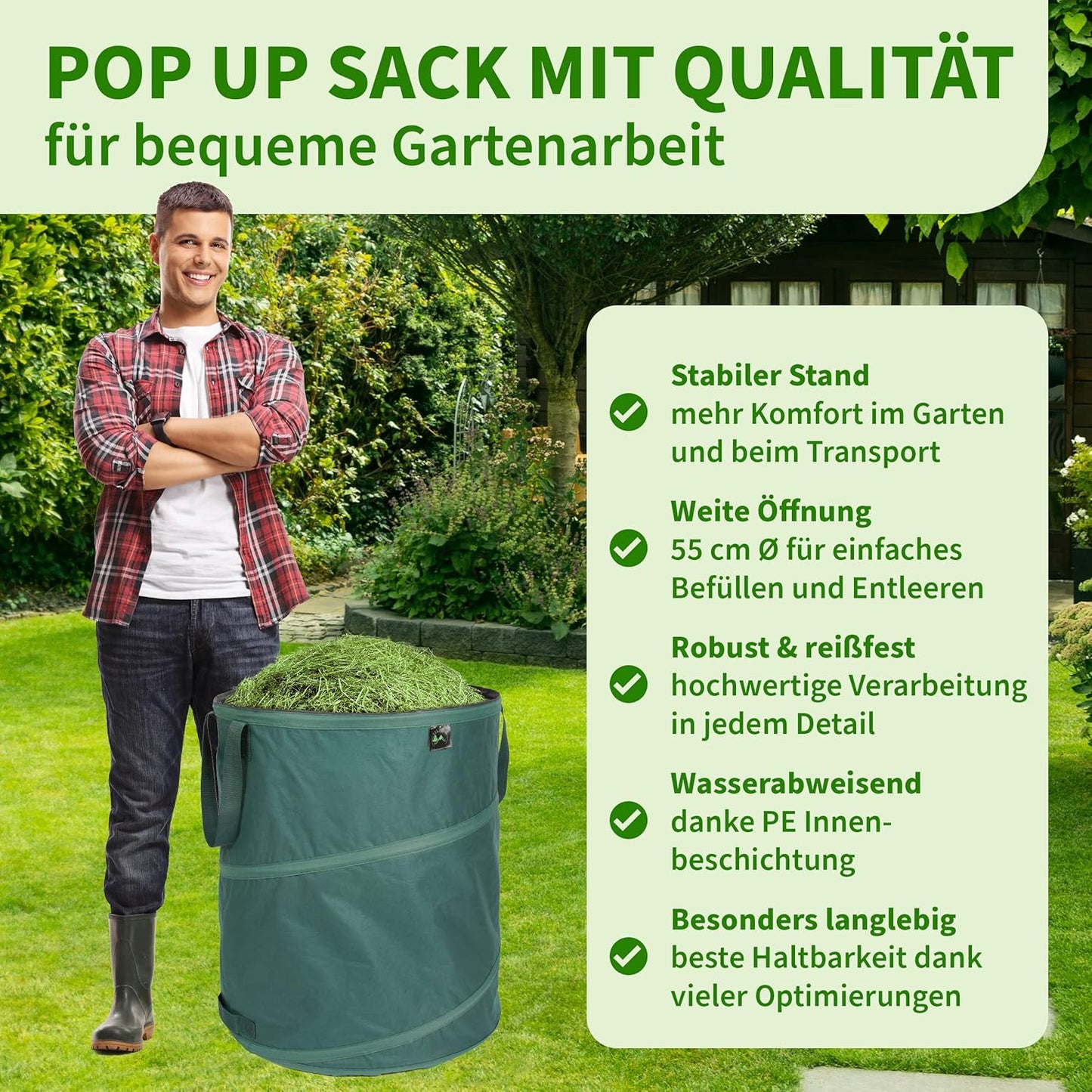 3er-Set Gartenabfallsack, 160L Premium 3x
