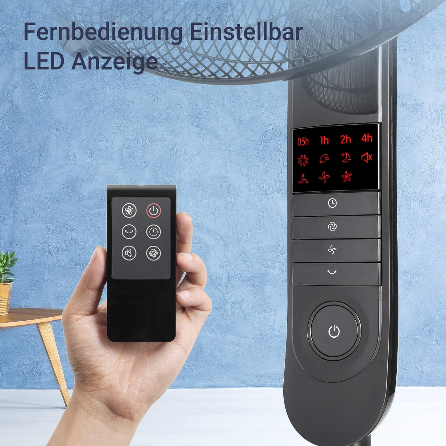 Standventilator FS40-15FR mit Fernbedienung, 5 Flügelblätter, schwarz