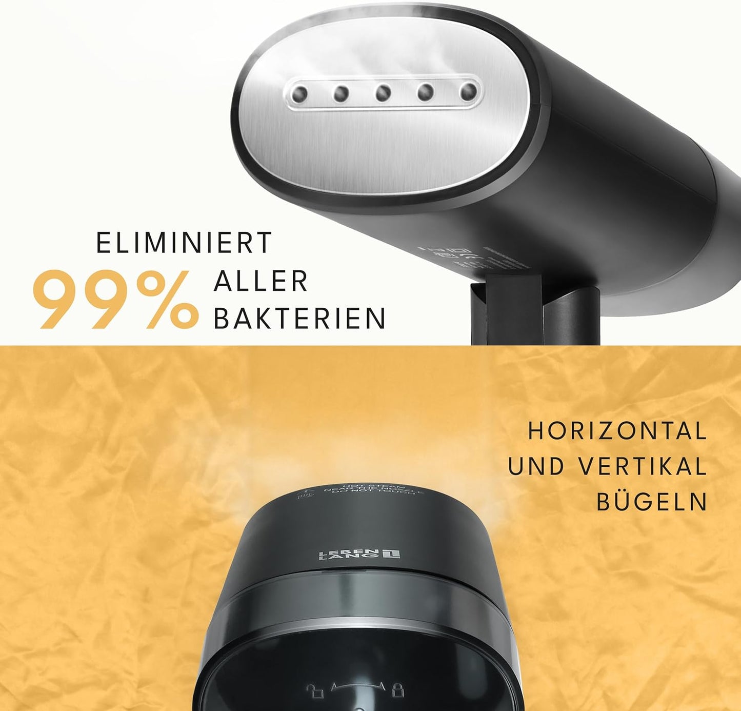 Faltbarer Reise-Dampfglätter, Schwarz - 900w & 120ml