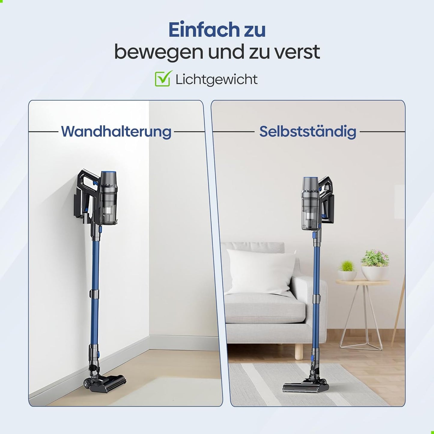 Turbo-A10 Akkustaubsauger mit 35Kpa Saugleistung, Dark Blue