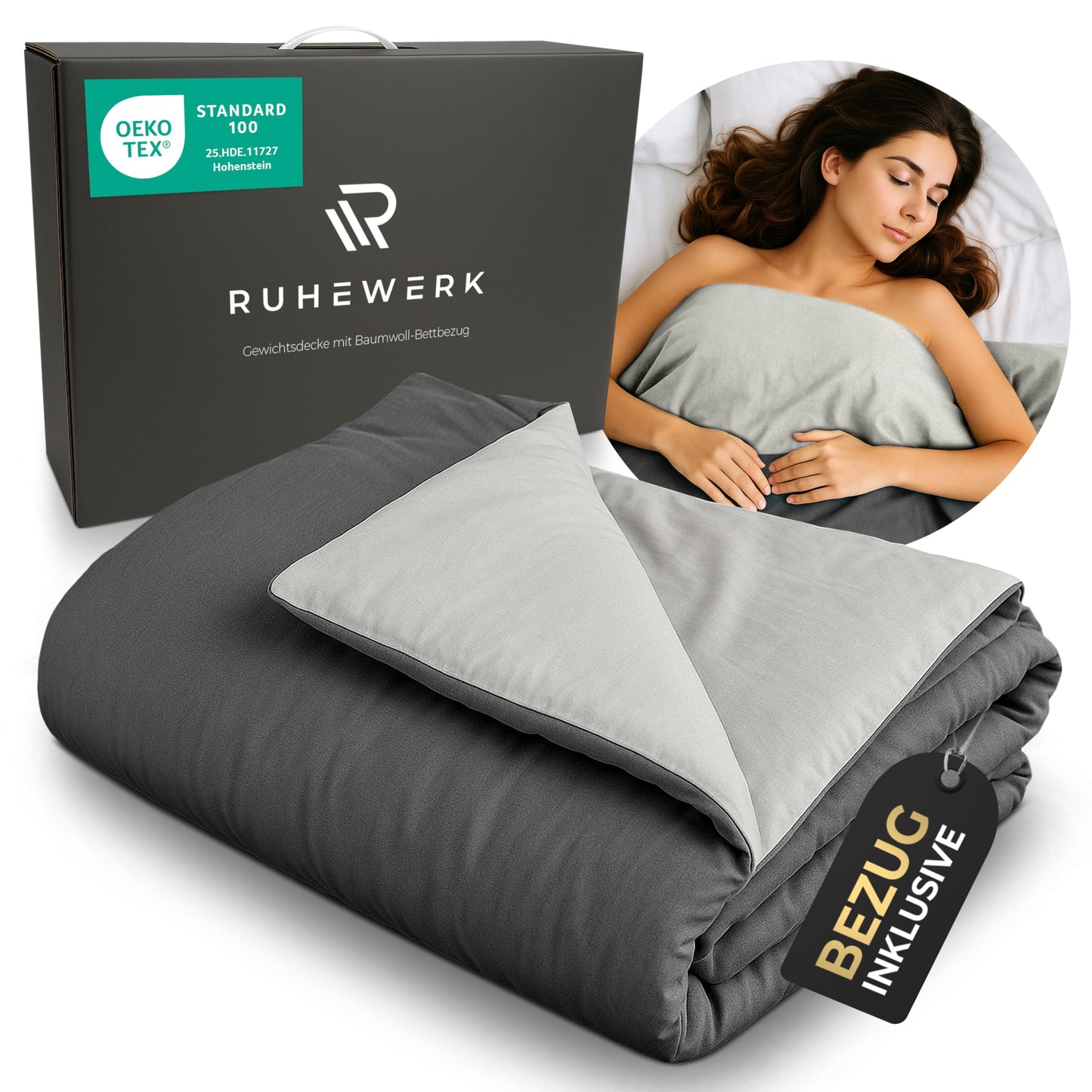 2in1 Gewichtsdecke mit Bettbezug, 8kg, 8kg - 135x200cm