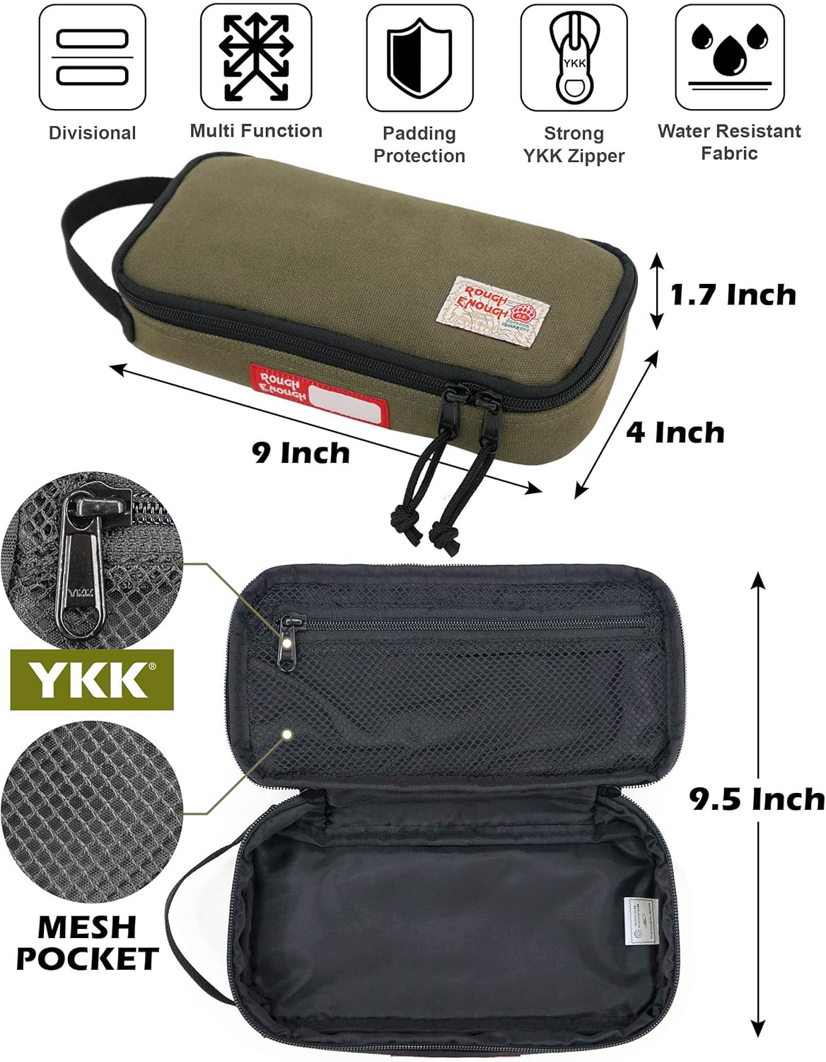 Kabel- und Werkzeug-Organizer Tasche mit Reissverschluss, Armee-grün