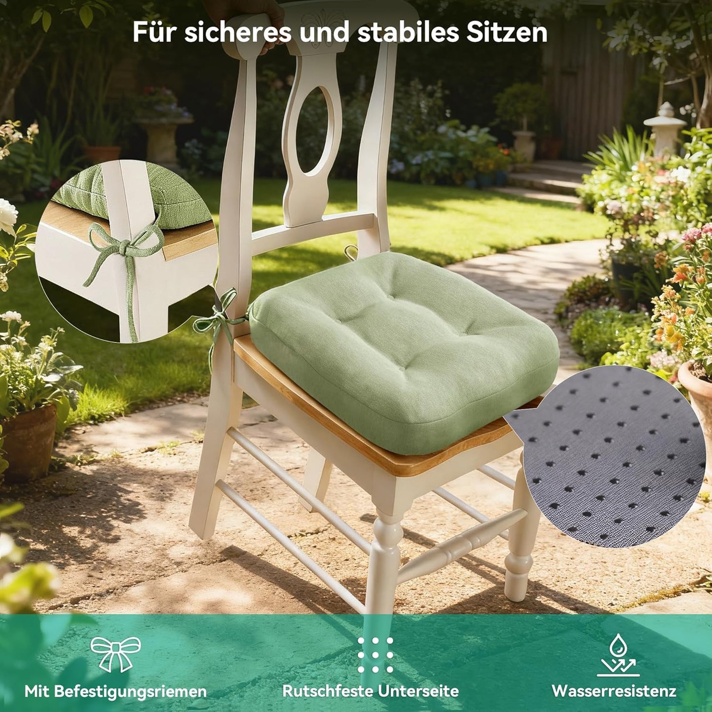 Memory Foam Sitzkissen, Salbeigrün 2er Pack