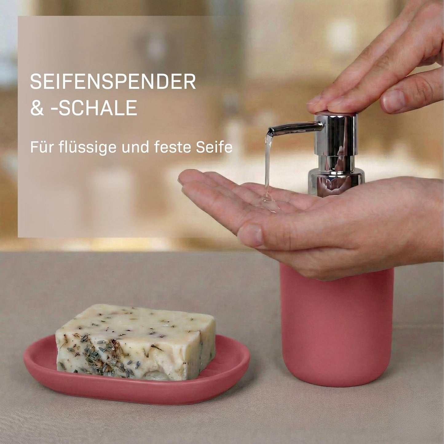 6-teiliges Badezimmer-Zubehörset, Rot