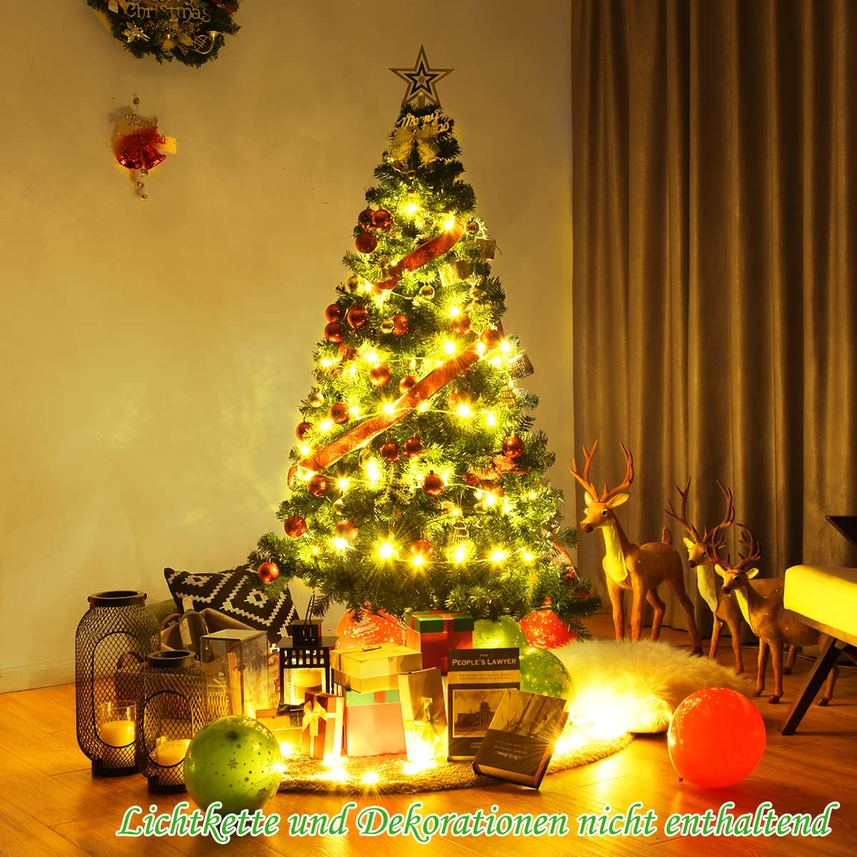 Künstlicher Weihnachtsbaum mit Metallständer, 650 Spitzen, Grün 180 cm