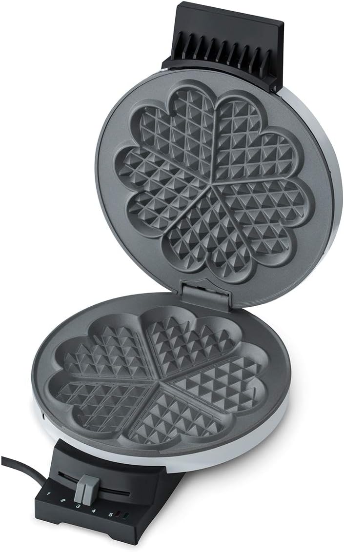 Waffeleisen 181 für Herzwaffeln, Waffelgrösse 16 cm, mit Signalton, Weiss