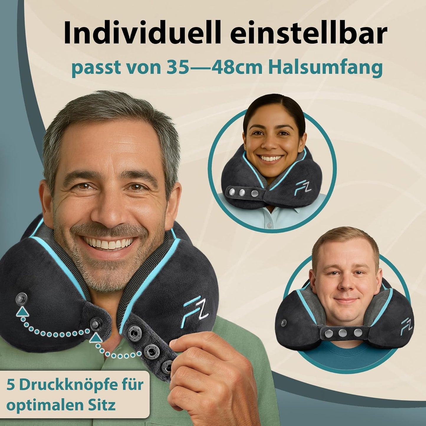 Nackenkissen für Flugzeug und Auto, 2.2.1. Comfy With Hood - Schwarz