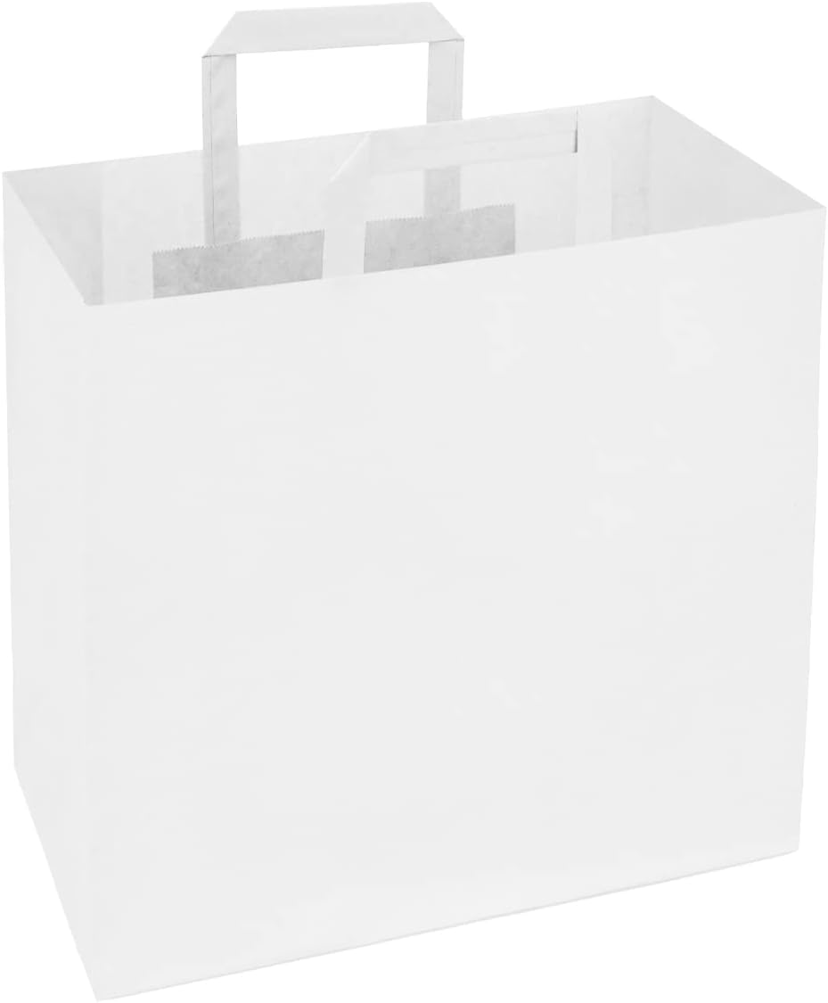 Papiertragetaschen mit Flachhenkel (250 Stück), 27 x 32 x 17cm Weiss