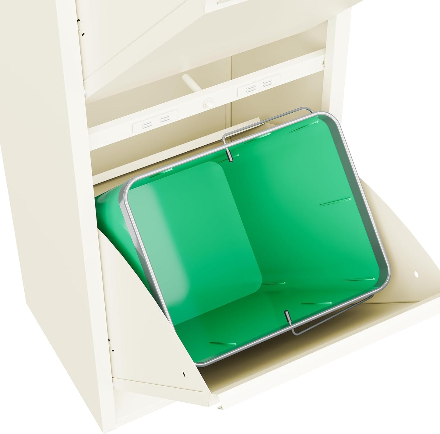 Küchen-Mülleimer mit 3 Klappen, 3 X 15 L Creme Weiß