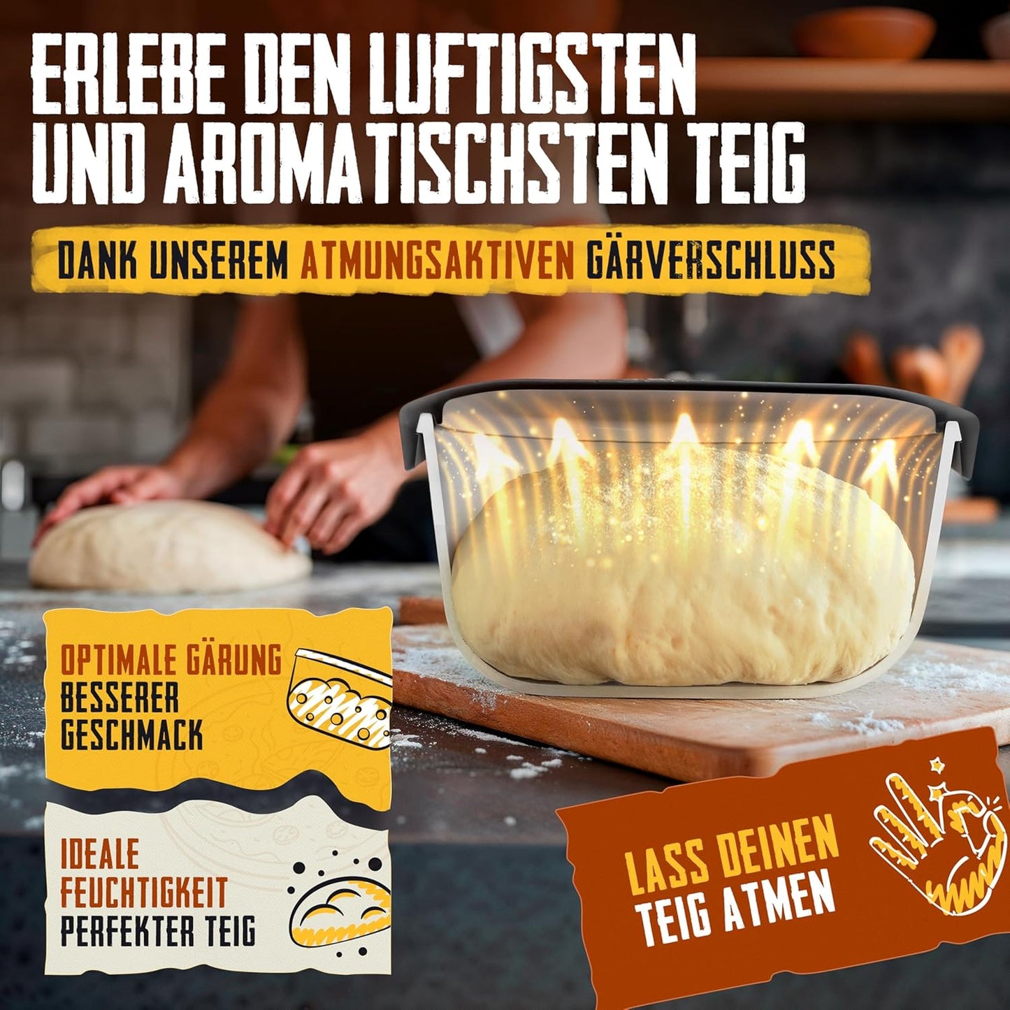 4er-Set Pizzaballenbox mit Deckel, 4 Stück grau