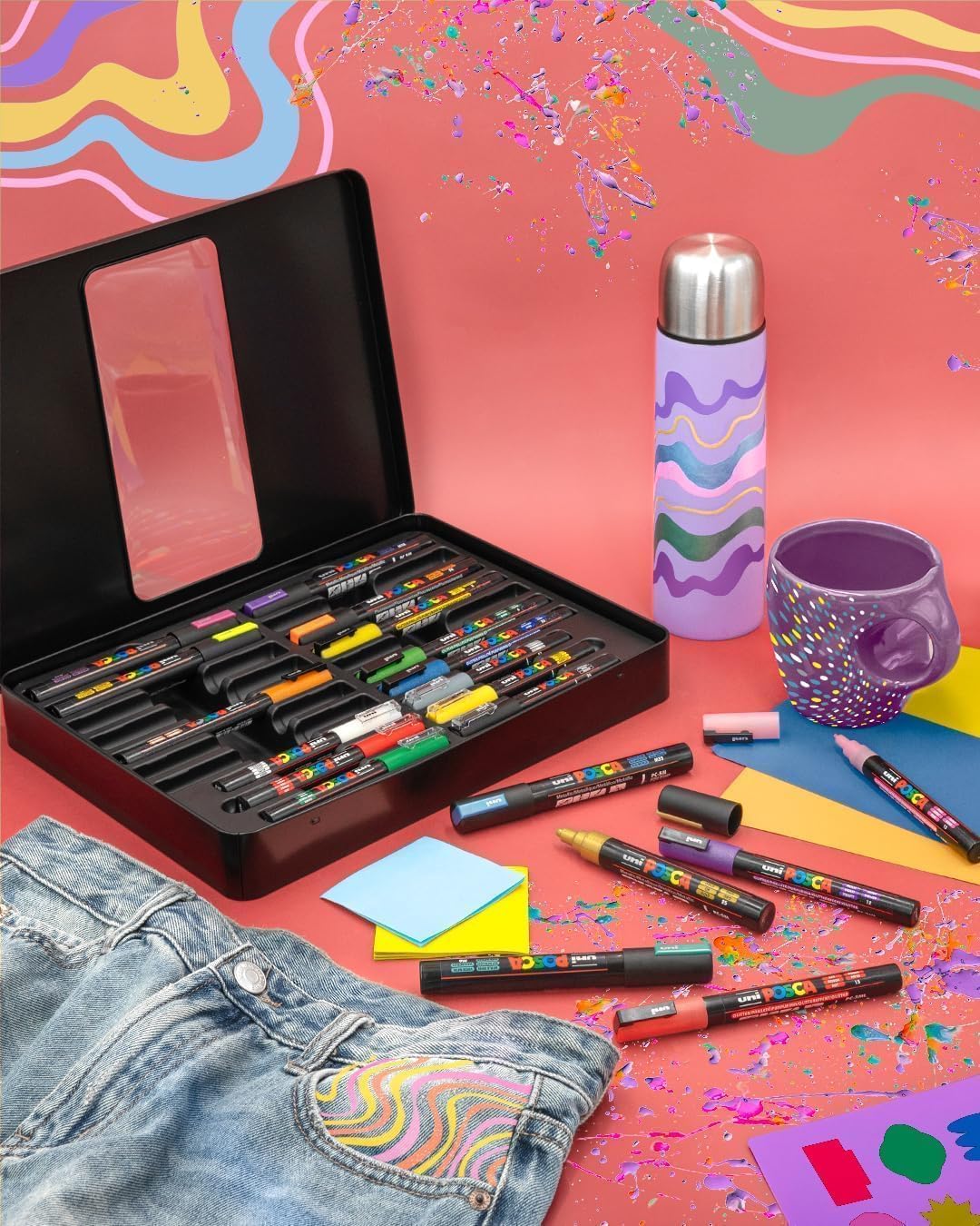 Acryl-Marker-Set Groovy Colours, 20er Set Weiss, Rot, Dunkelgrün, Grau, Gelb, Schwarz, Rosa, Orange, Dunkelgrün, Dunkelblau, Lila,