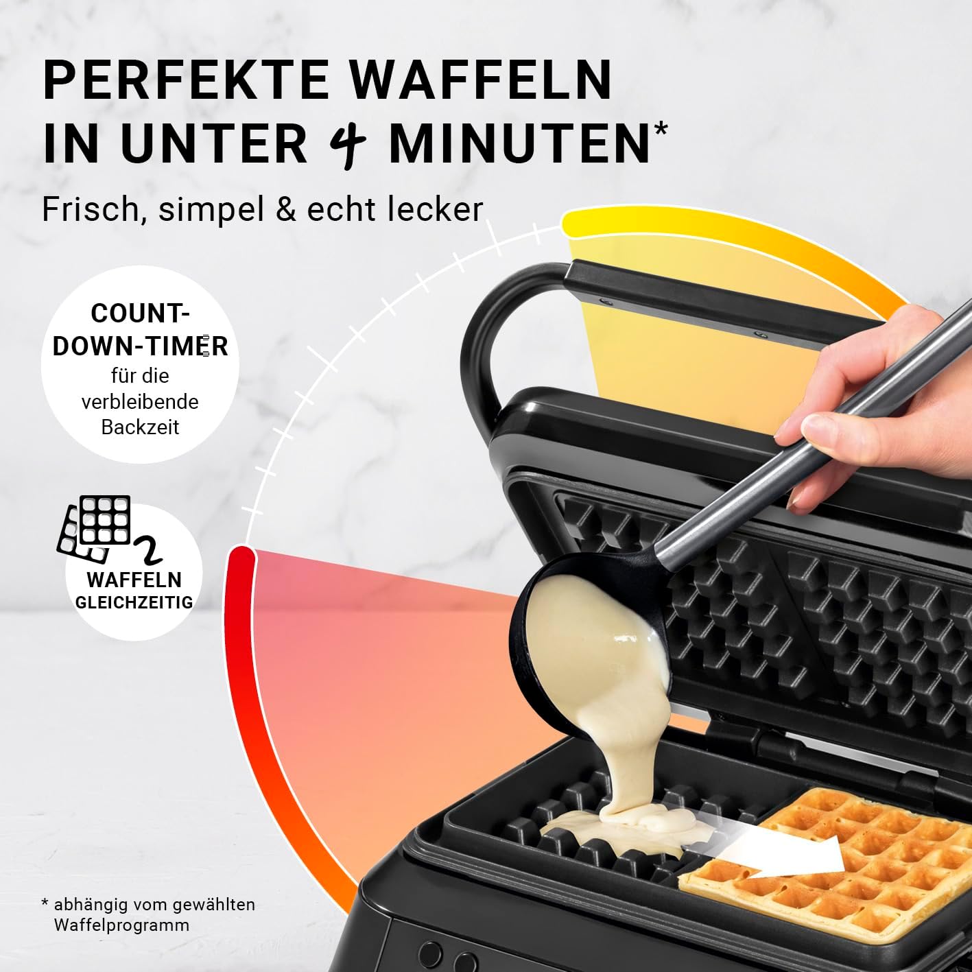Midnight Edition Waffeleisen für Belgische Waffeln, 5 Programme