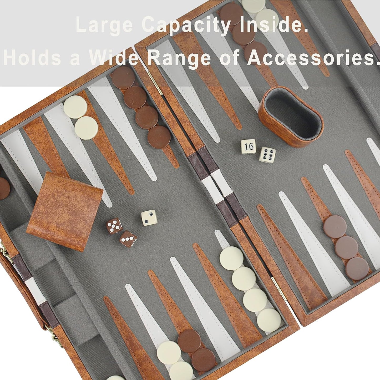 Backgammon-Koffer Reise-Spielset, Braun