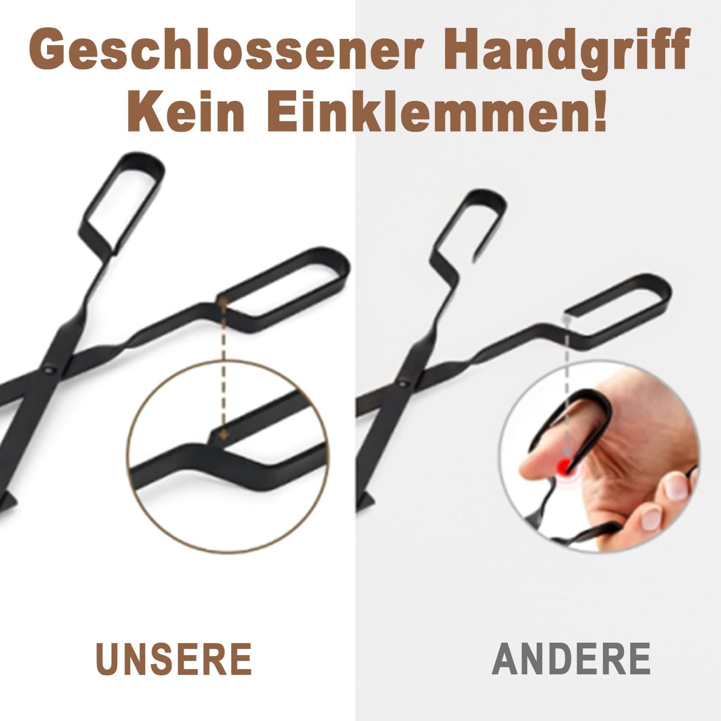 Kaminzangen-Set mit Schürhaken & Feuerzange, Feuerzange & Schüreisen