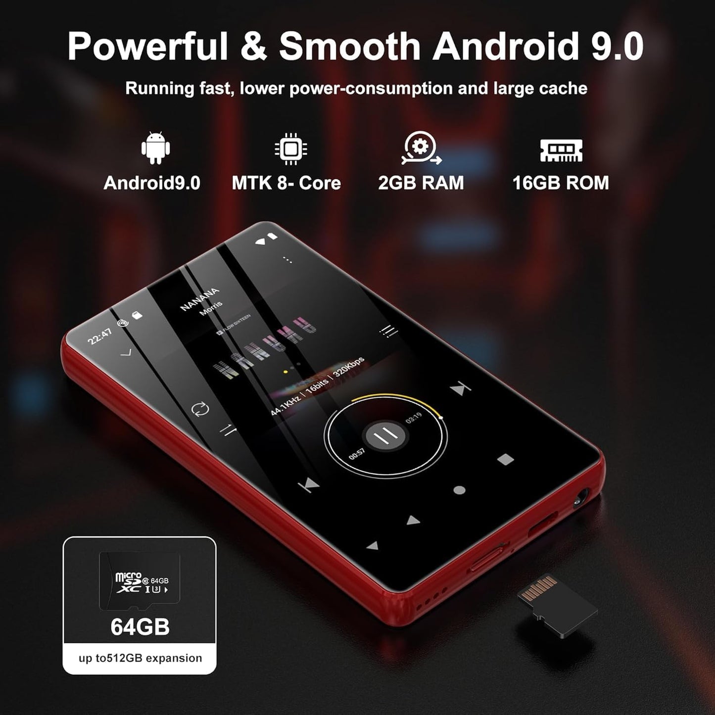MP3-Player mit Touchscreen, Rot