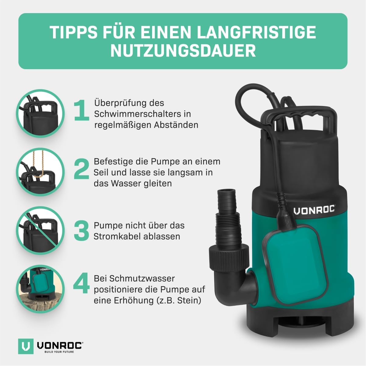 Tauchpumpe SP503AC für Schmutzwasser, 750W - 1400l/h