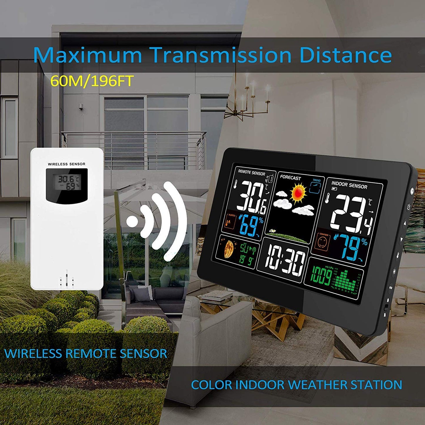 Wetterstation mit Aussensensor, Wetterstation mit weissen Aussensensor