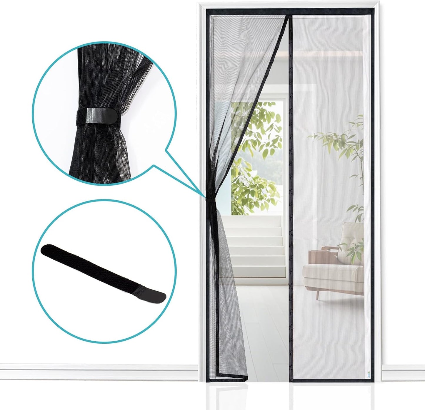 Magnet Fliegengitter Tür für Balkontüren (100x210 cm), 100x210 cm Prime Schwarz