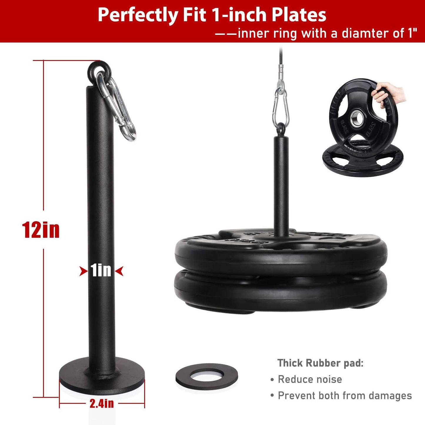 Gewichtsplatte Ladestift für Home Gym, Black