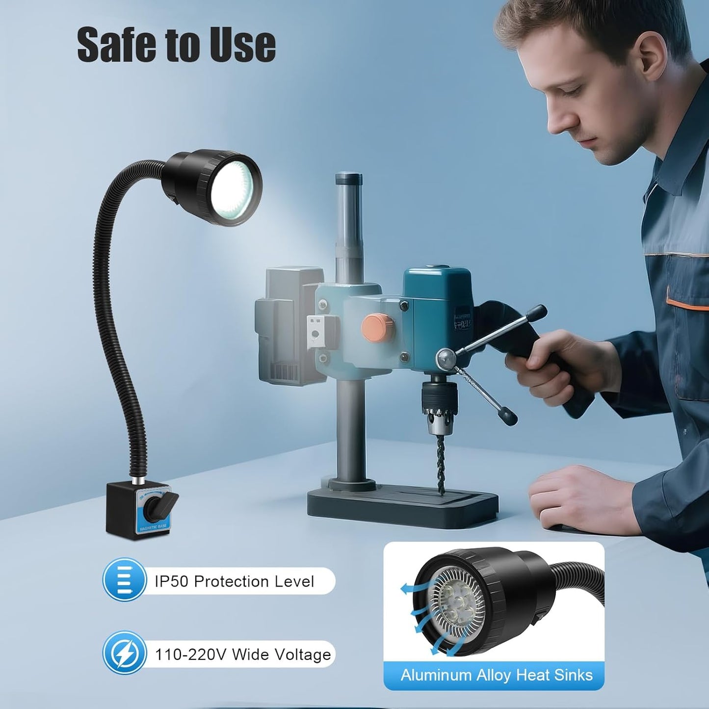 Magnet LED Maschinenleuchte mit Schwanenhals