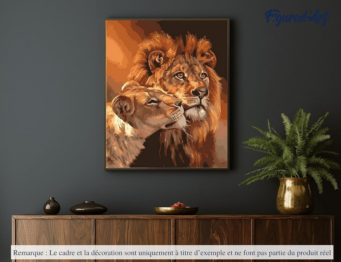 Malen nach Zahlen Löwenpaar, Löwe und Löwin Paar 40x50cm Mit Rahmen (bereits gespannt)
