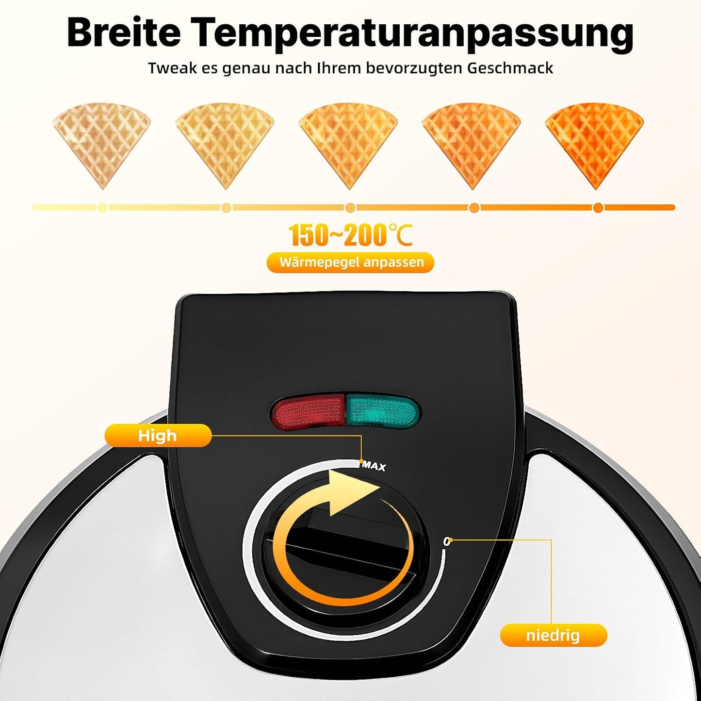Eiswaffeleisen mit Waffelkegelroller