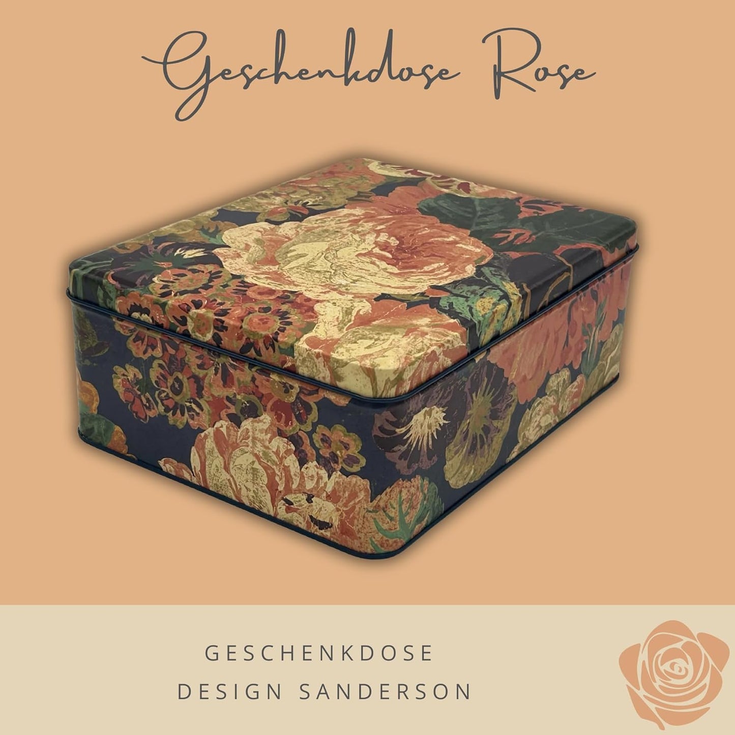 Geschenkdose Design Sanderson Rosen-Motiv, Rose