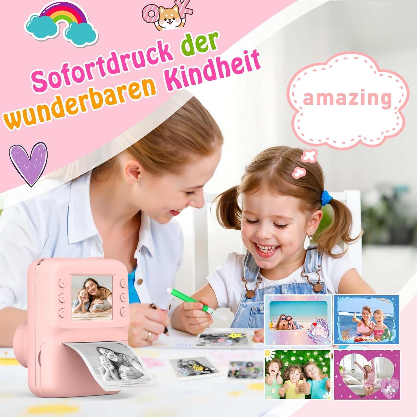 Kinder-Sofortbildkamera, ROSA