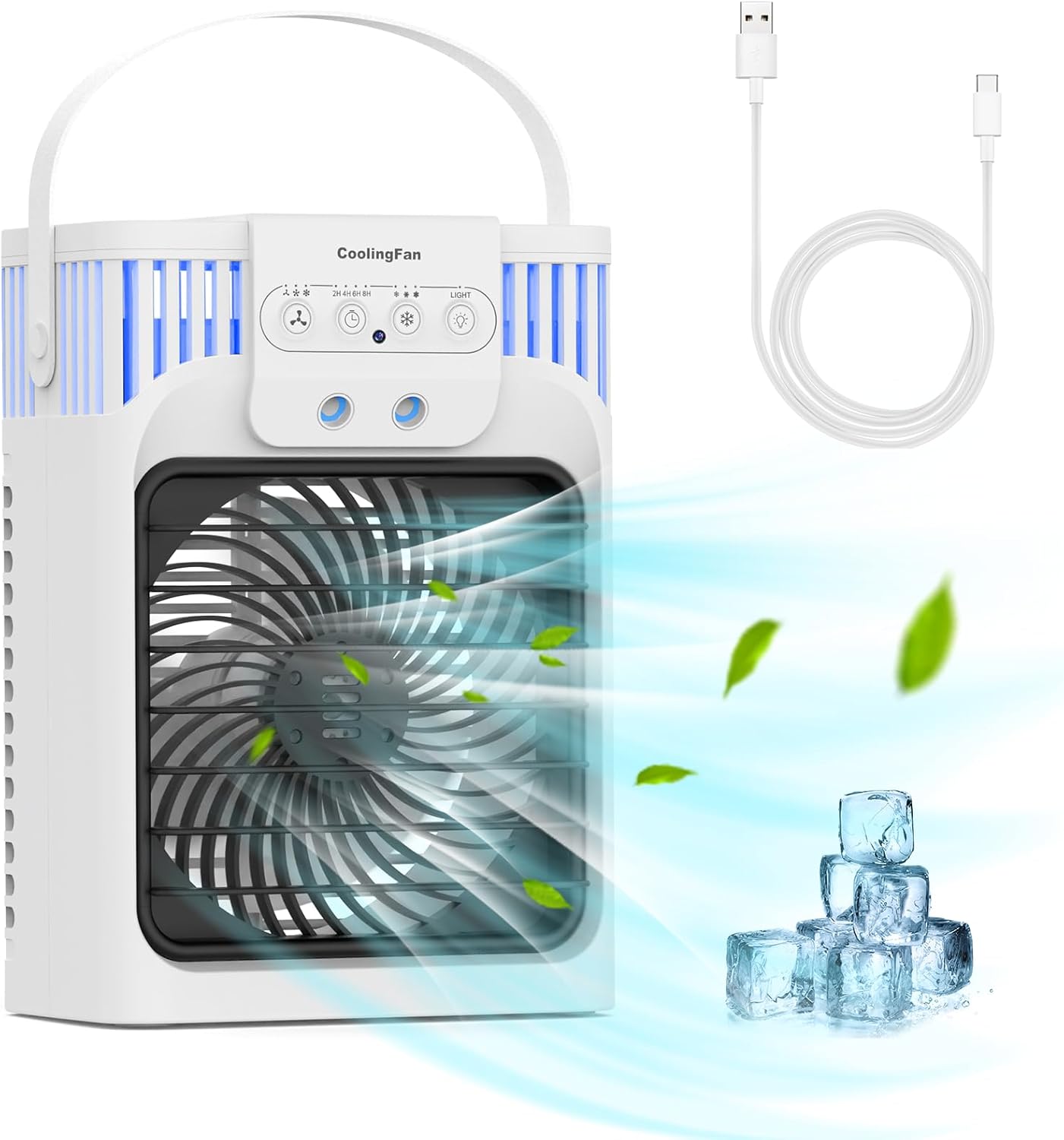 4-in-1 Klimaanlage mit Timer & LED-Licht, Weiß