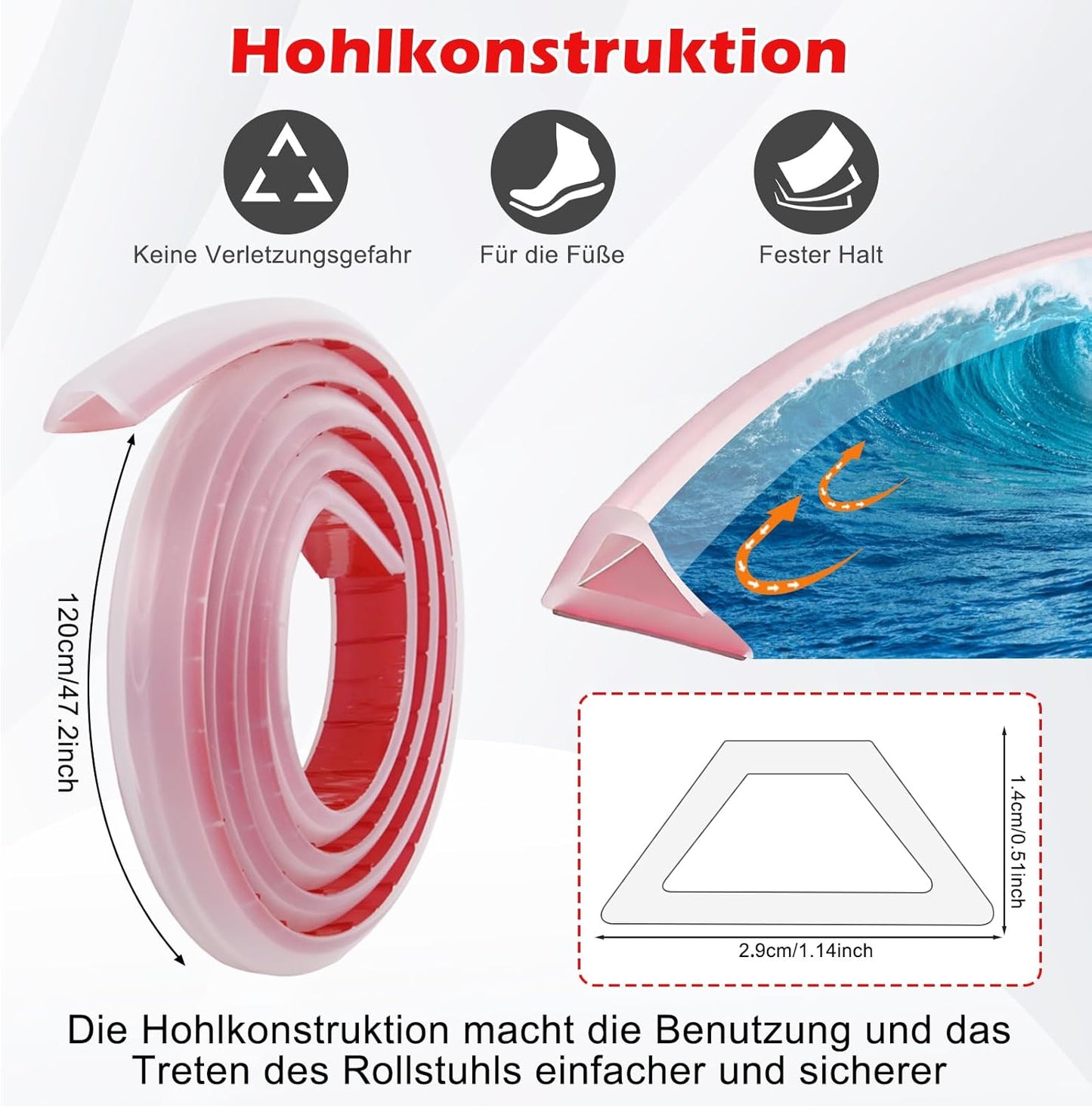 Selbstklebende Schwallschutzleiste für Dusche