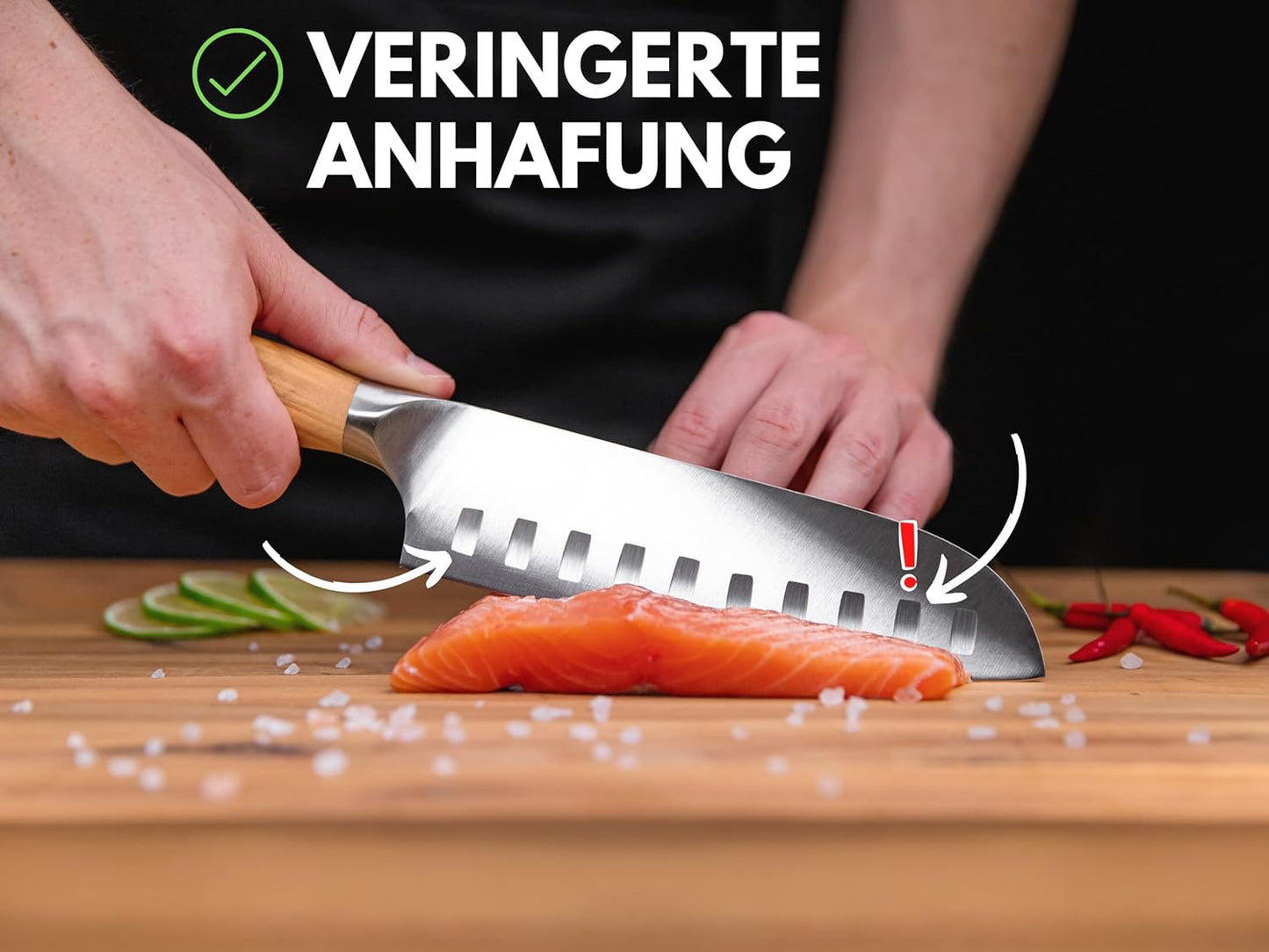 Santoku Kochmesser, Olivenholz