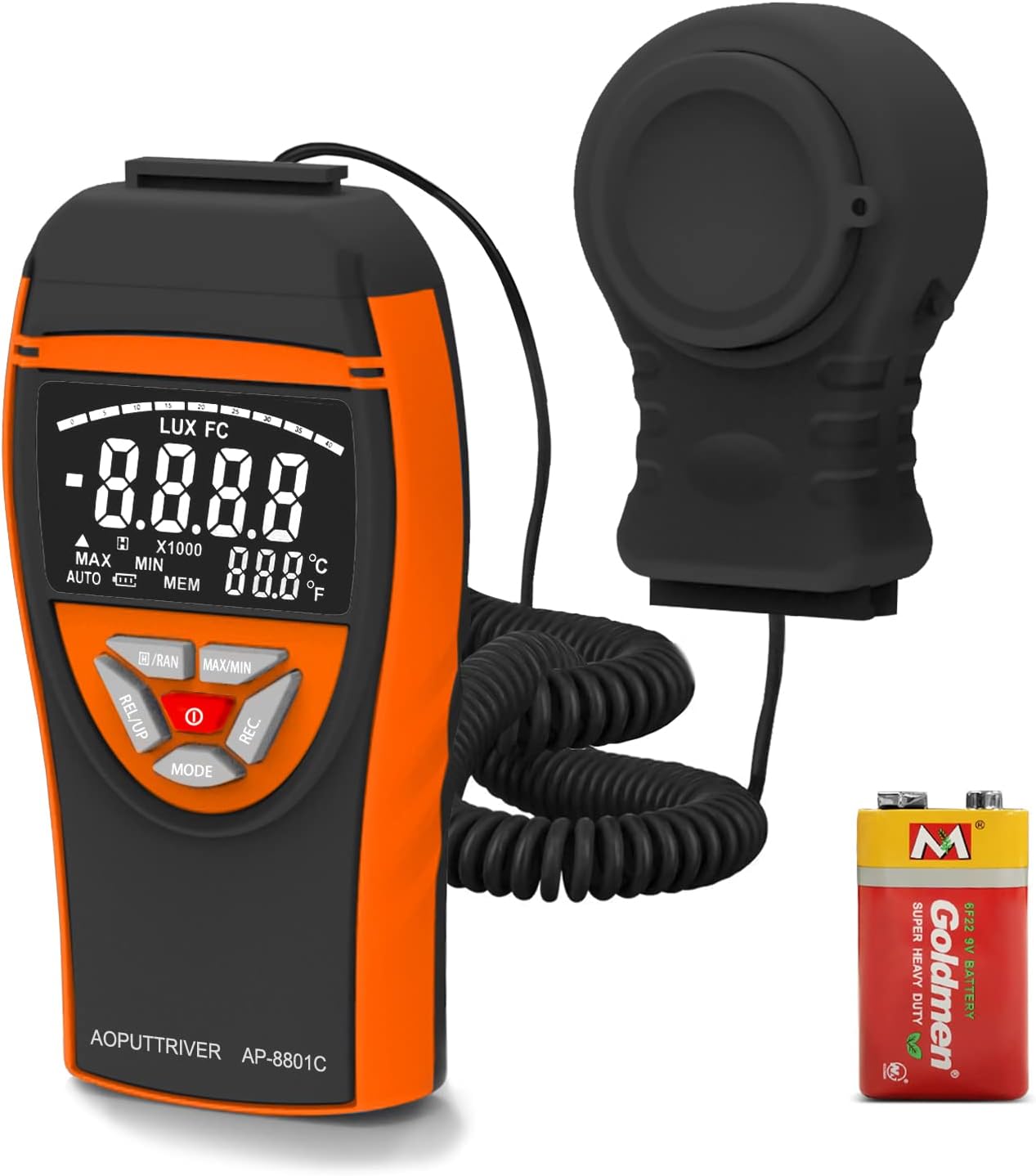 Digital Lux Meter AP-8801C mit Ausziehbarem Sensor, AP-8801C