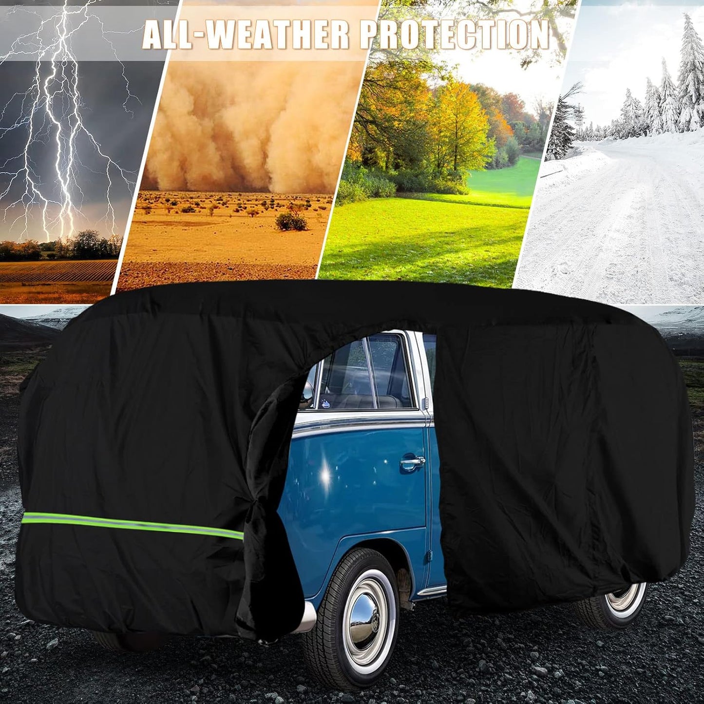 Wetterfeste Autoabdeckung für VW T1-T3 (1950-1992), Schwarz Maßgeschneidert für VW Type 2 T1 T2 T3 1950–1992