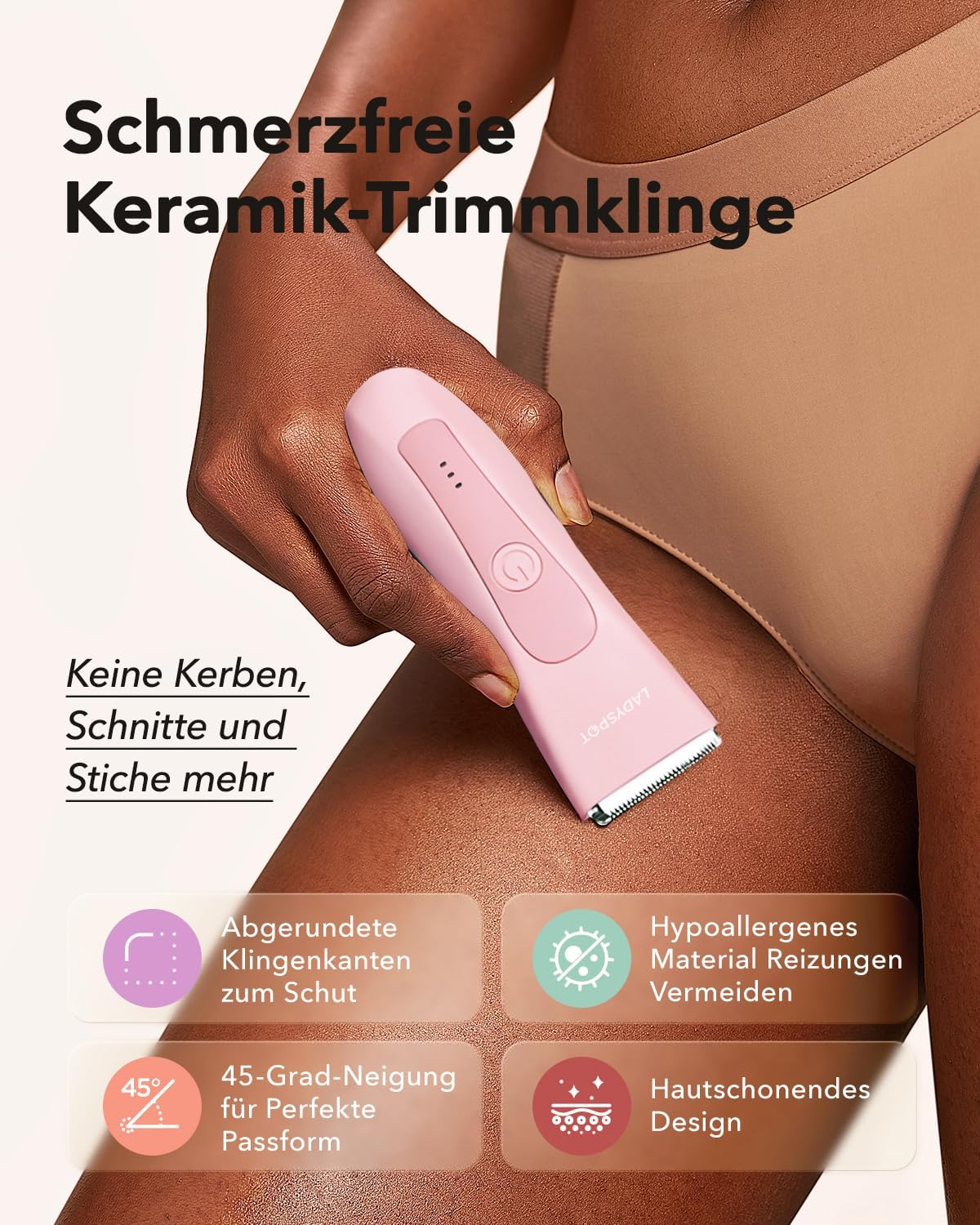 Intimrasierer mit drei Schutzvorrichtungen, Rosa