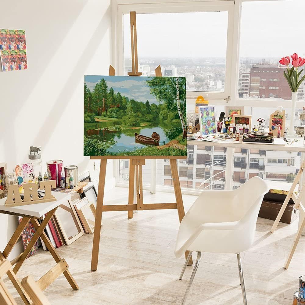 Malen nach Zahlen Wald-Landschaft, Wald-Landschaft Mit Rahmen