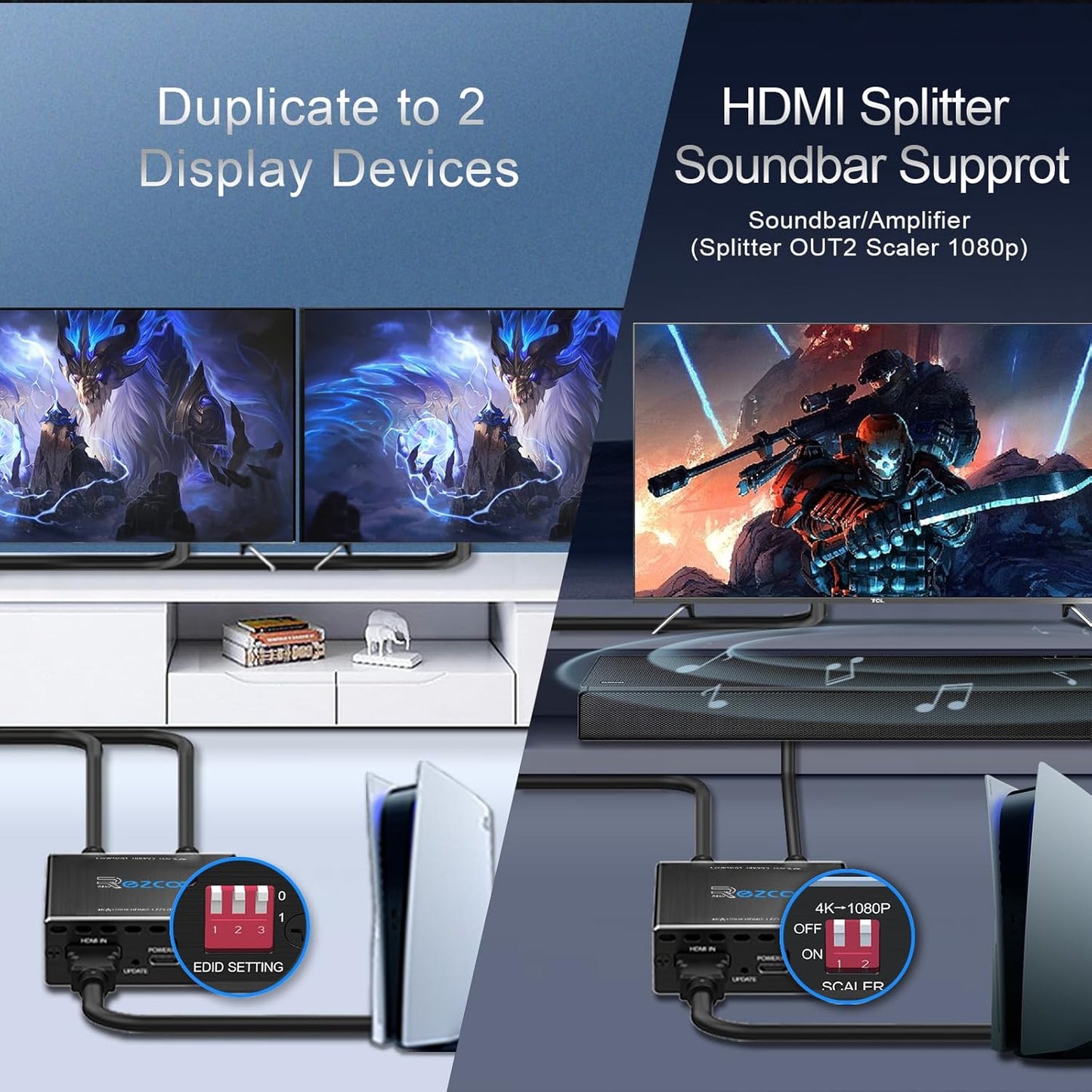 HDMI 2.1 Splitter für 4K/8K Dual Monitore