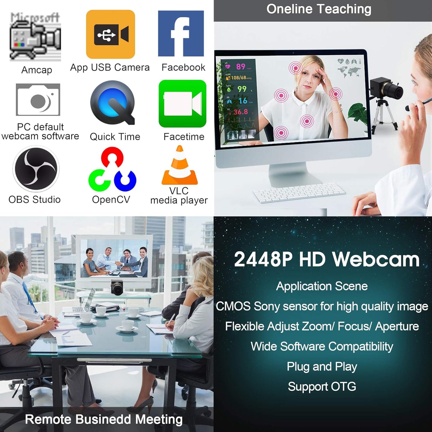 8MP Zoom-Webkamera mit variablem Fokus, 8MP Webcam