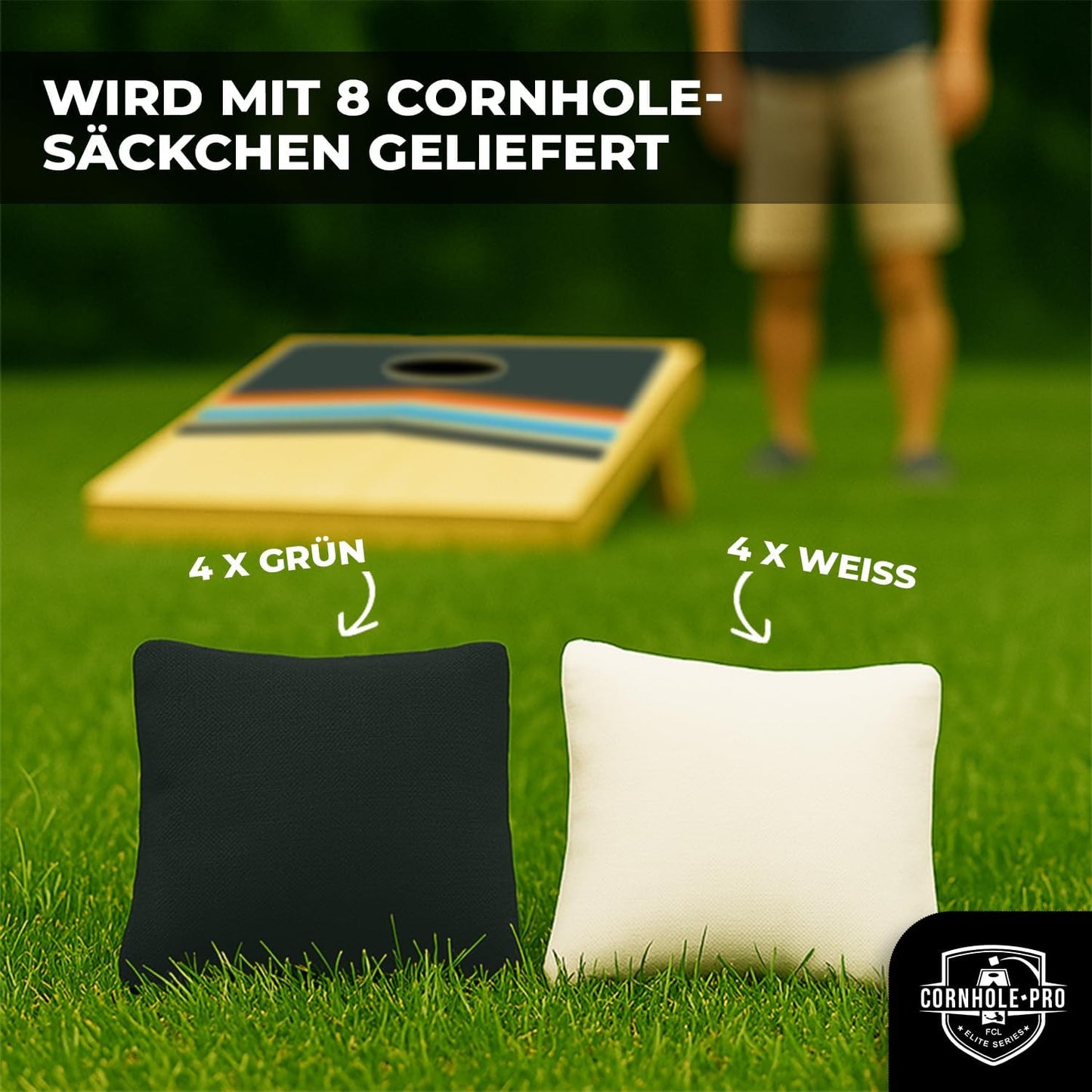 Cornhole-Spielset mit 2 Boards und 8 Säckchen, Cornhole aus Holz Mix