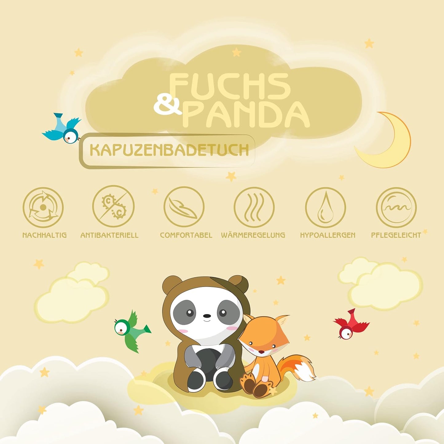 Baby Kapuzenhandtuch (extra dick & weich) 75x75cm, Mojave-beige