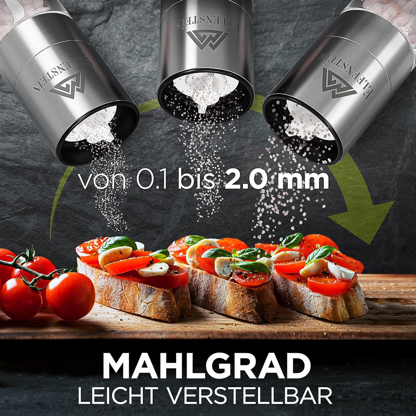 Gewürzmühlen-Set mit Keramikmahlwerk, stufenlos einstellbar, Silber M