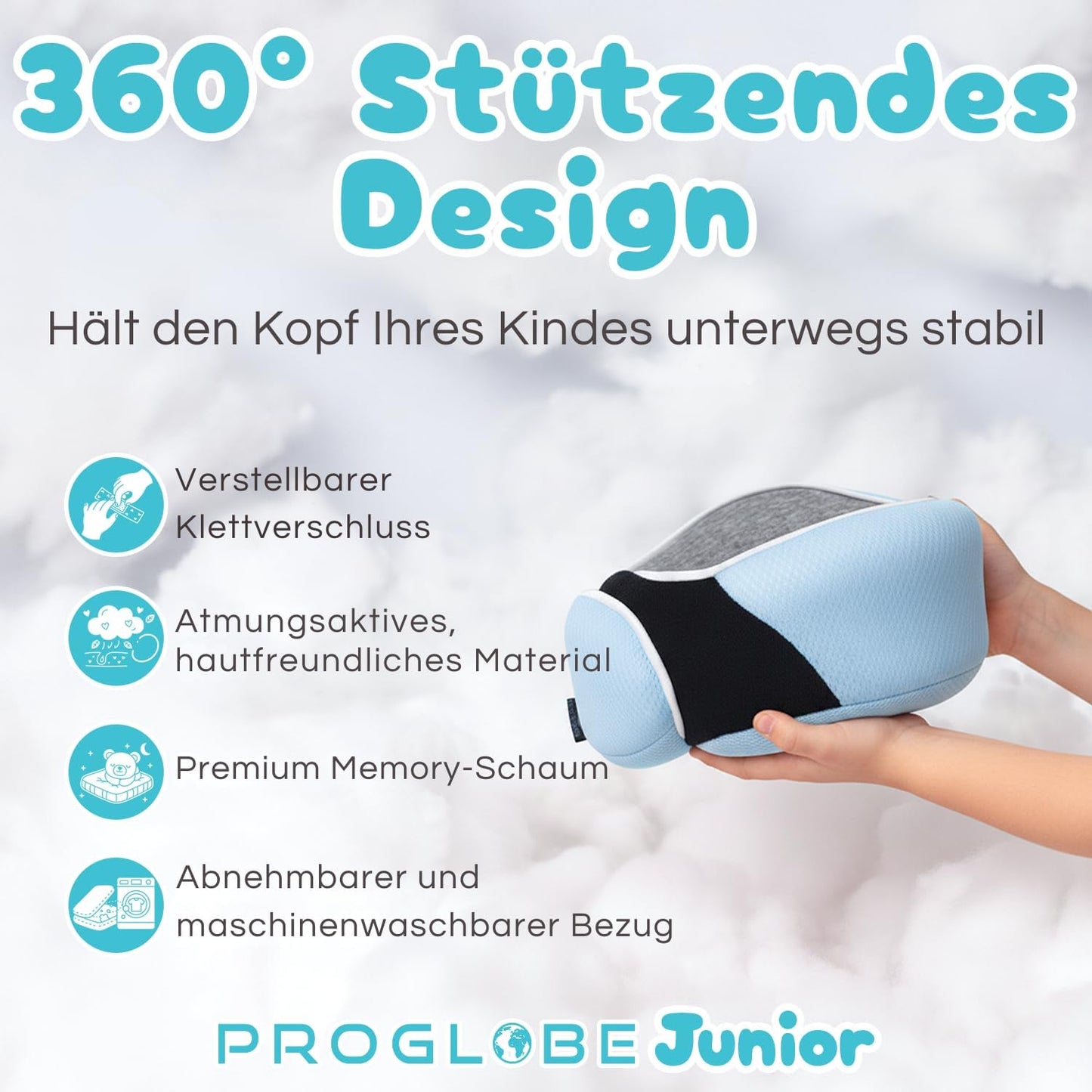 Ergonomisches Reisekissen für Kinder, Hellblau – Kinder