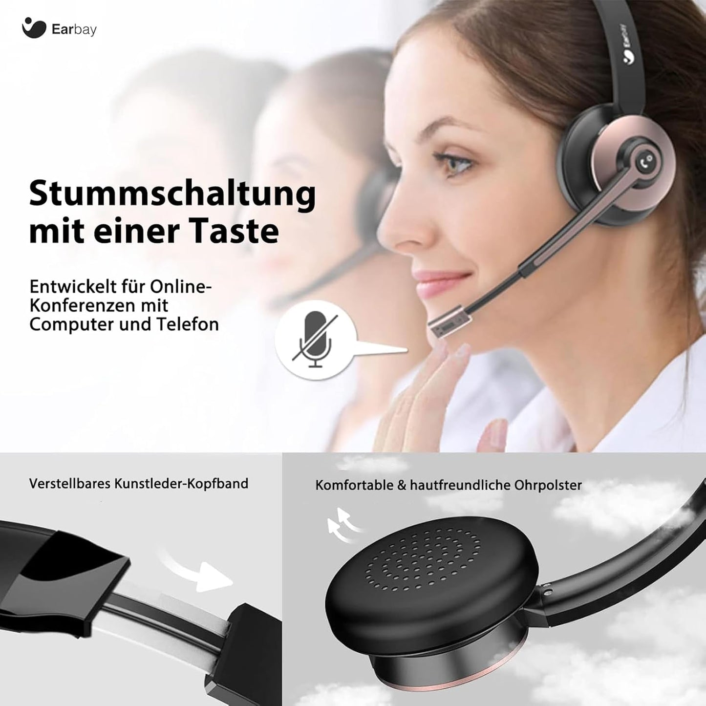 Bluetooth-Headset BT786CD mit Mikrofon & USB-Dongle