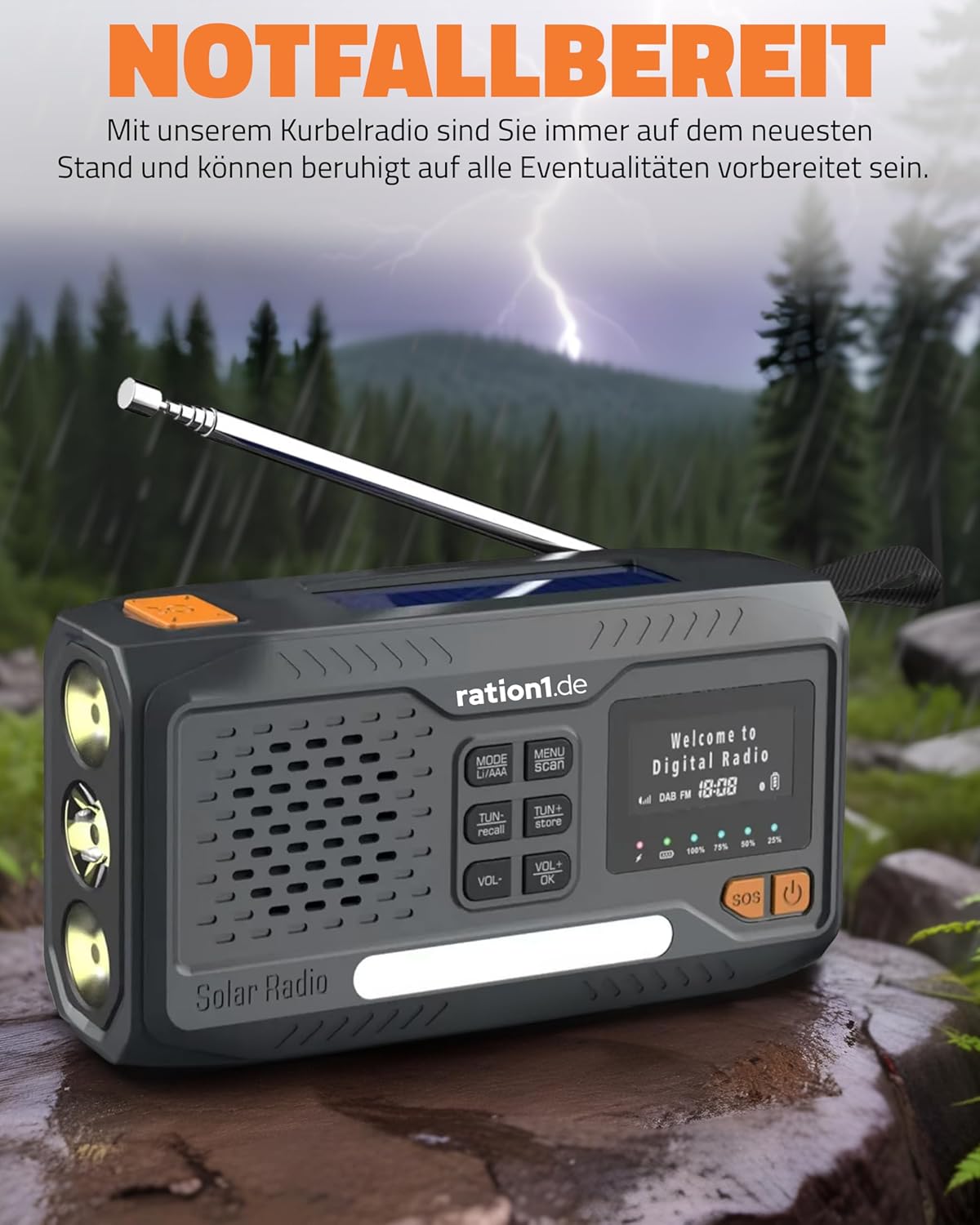 DAB+ Kurbelradio, Kurbelradio 8in1