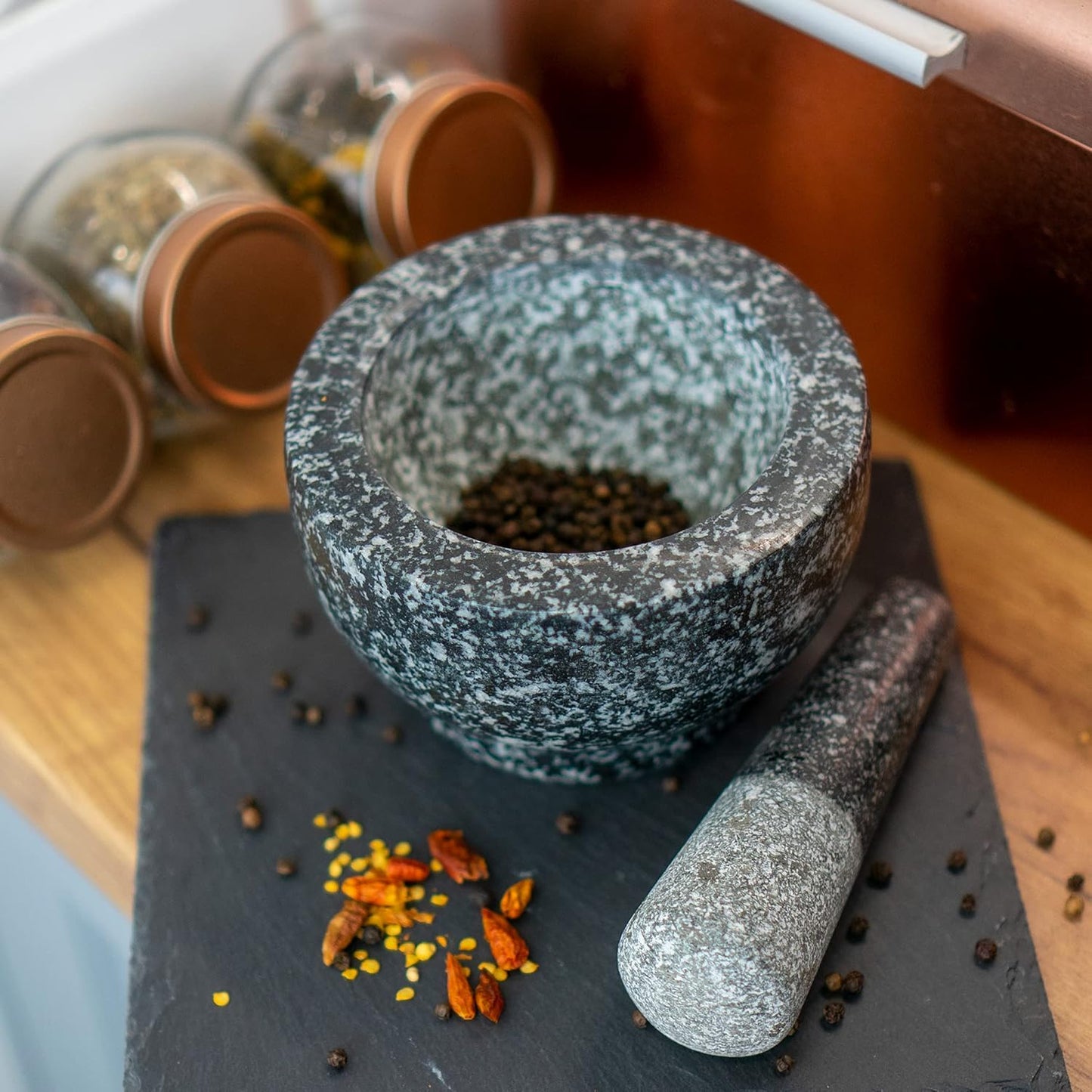 Küchenmörser mit Stössel, Mörser Granit
