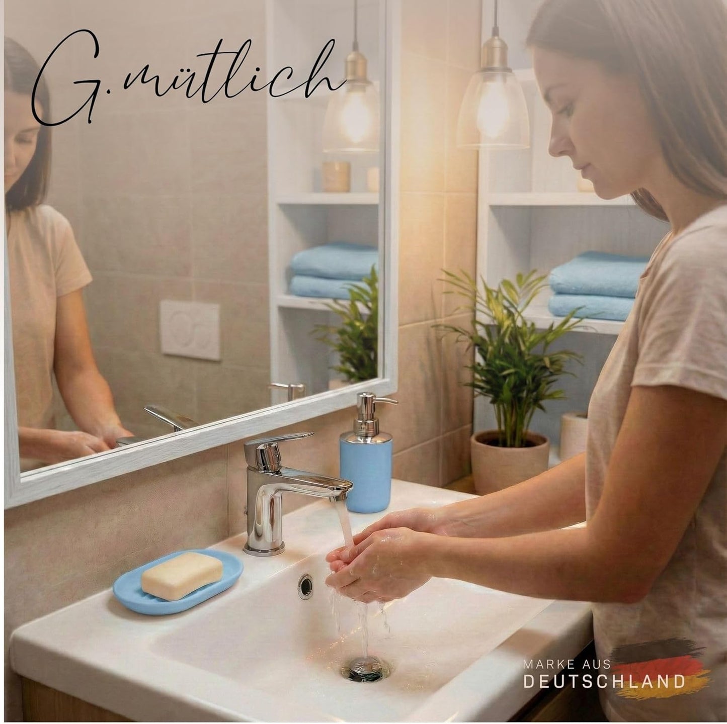 6-teiliges Badezimmer-Zubehörset, Hellblau