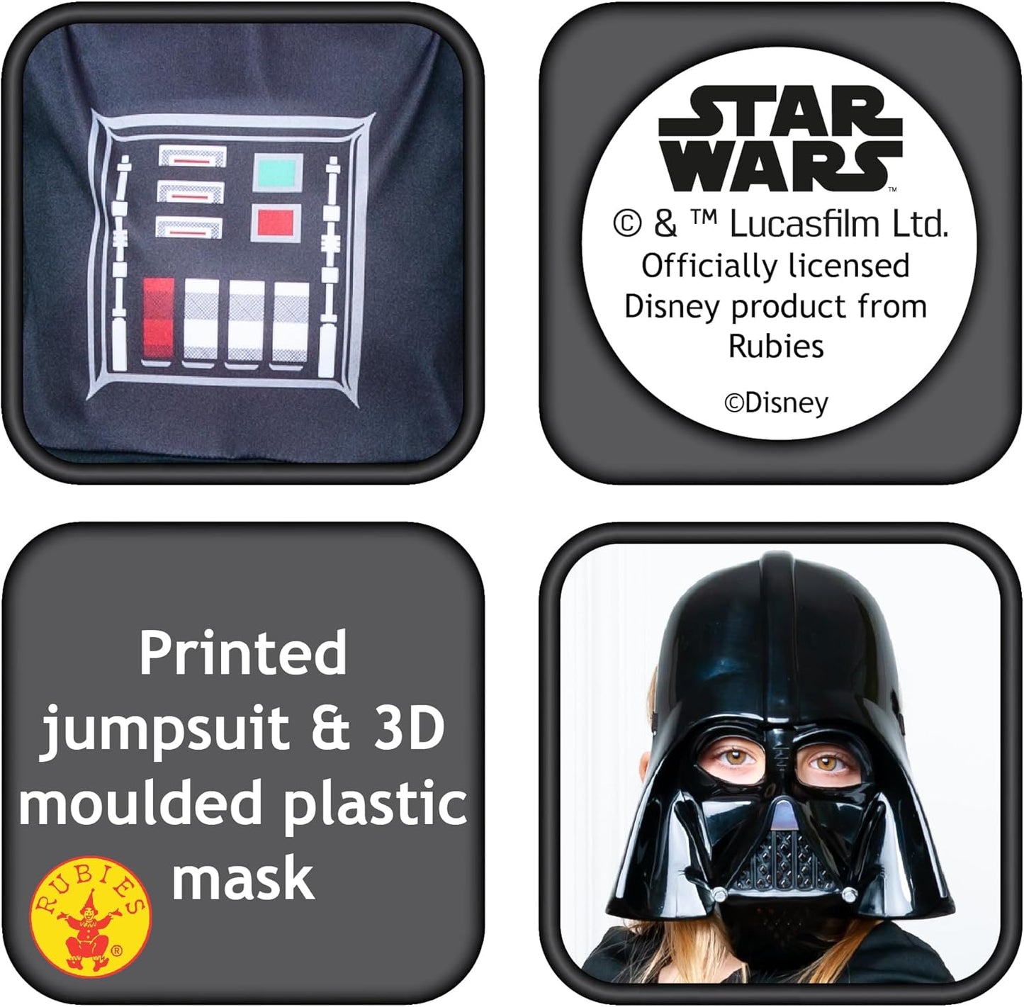 Star Wars - Darth Vader Kostüm für Kinder, 3-4 Jahre Schwarz