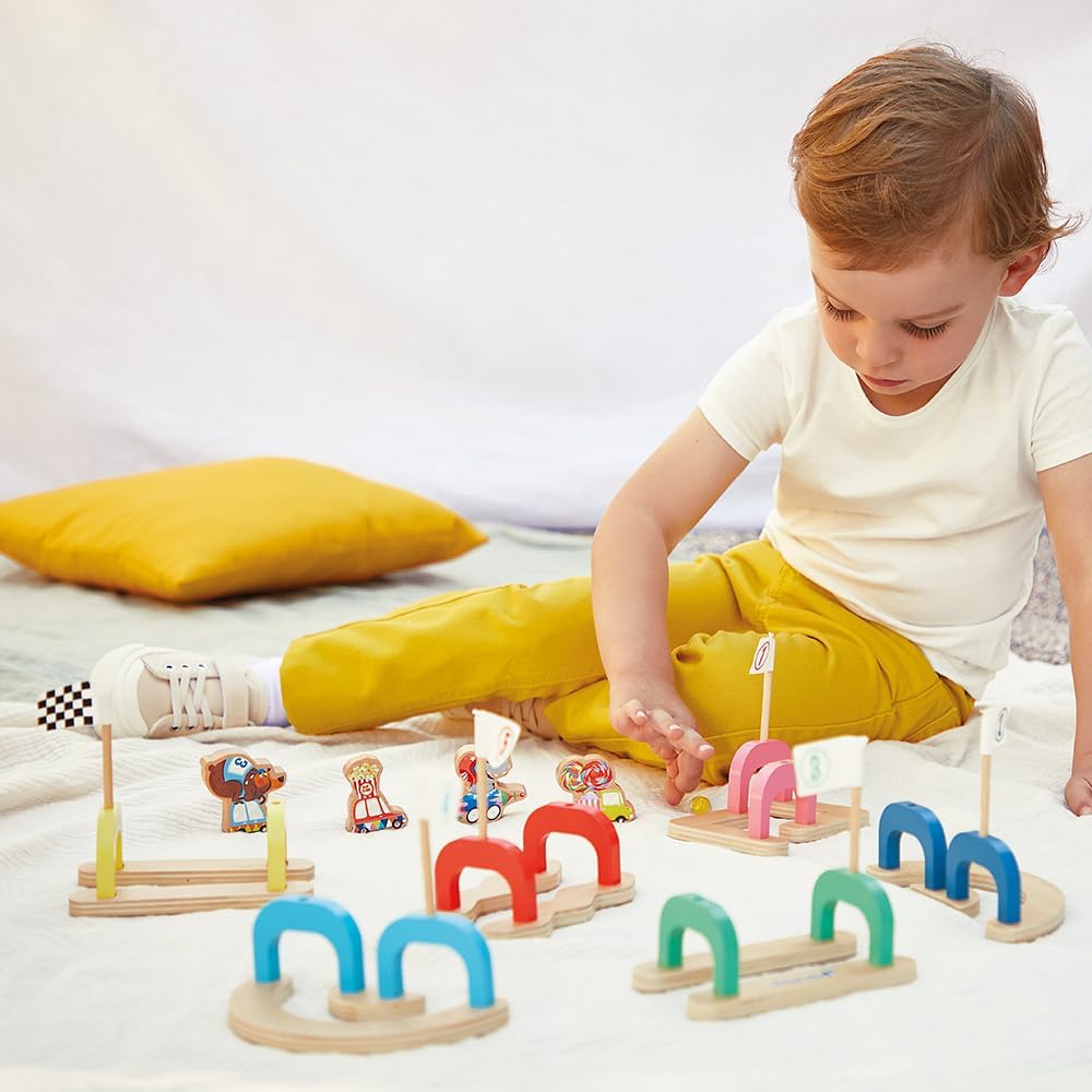Kinder-Murmelspiel Applepop aus Holz, Kinder-Murmelspiel